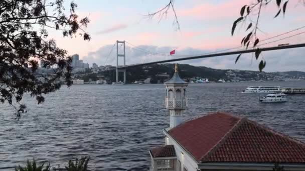Турция Историческая Мечеть Урянизаде Ахмет Эсат Эфенди Стамбуле Kuzguncuk — стоковое видео