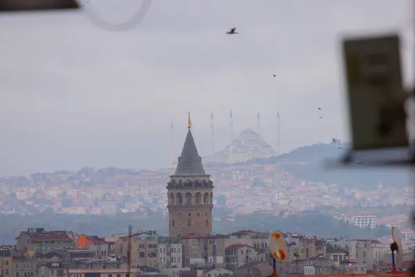 Galata Tower New Camlica Mosque Istanbul Turkey — Stock Photo, Image
