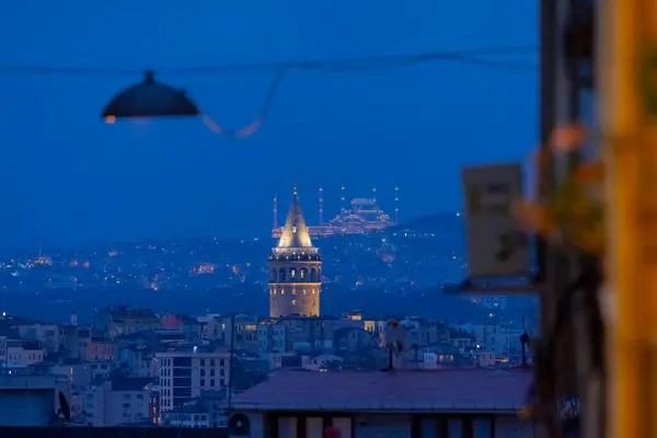 Wieża Galata Nowy Meczet Camlica Stambule Turcja — Zdjęcie stockowe