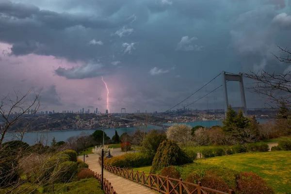 Bosphorus Fatih Sultan Mehmet Bridge Photo Otatepe Withdrawn Beykoz Istanbul — Stock Photo, Image