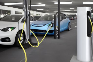 Doğada ve yolda elektrikli araçlar şarj ediliyor.