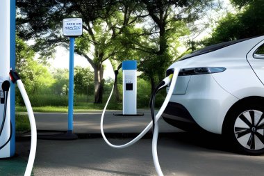 Doğada ve yolda elektrikli araçlar şarj ediliyor.