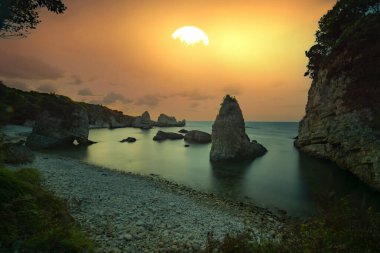 Agva 'daki Kilimli Sahili manzarası. Agva, İstanbul ilinin Sile ilçesine bağlı bir beldedir..
