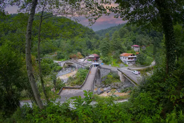 Arhavi / Artvin Türkiye 'de çift kemer köprüsü (cifte kemer kopru)