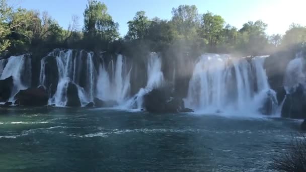 Водопад Кравиц Боснии Герцеговине Природный Фон — стоковое видео