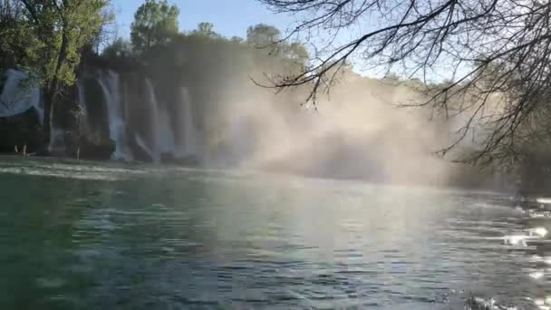 Водопад Кравиц Боснии Герцеговине Природный Фон — стоковое видео