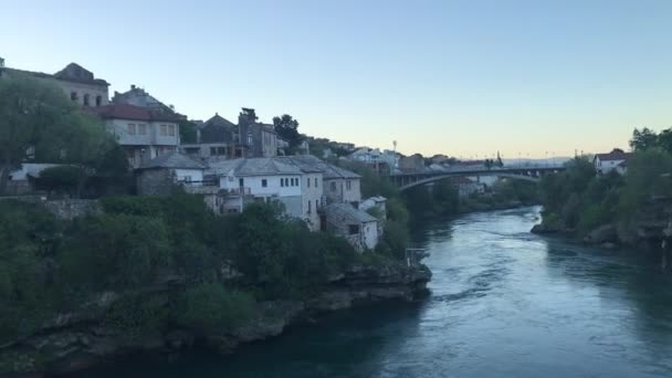 Puente Histórico Mostar Conocido También Como Stari Most Puente Viejo — Vídeo de stock