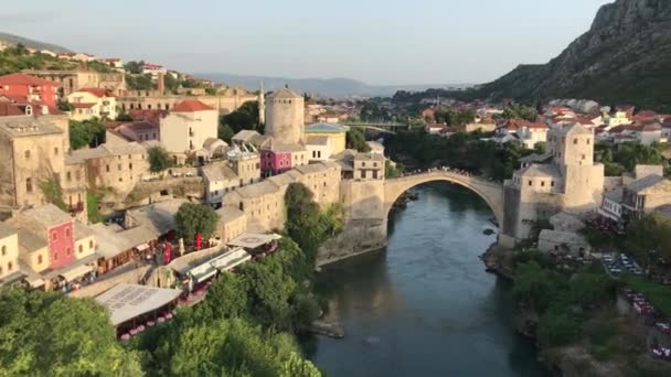 Historical Mostar Bridge Known Also Stari Most Old Bridge Mostar — Stock Video