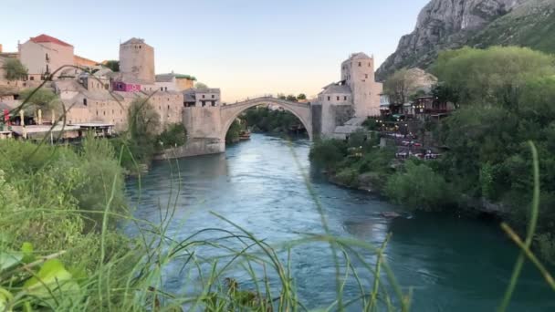 Ponte Mostar Histórica Conhecida Também Como Stari Most Ponte Velha — Vídeo de Stock