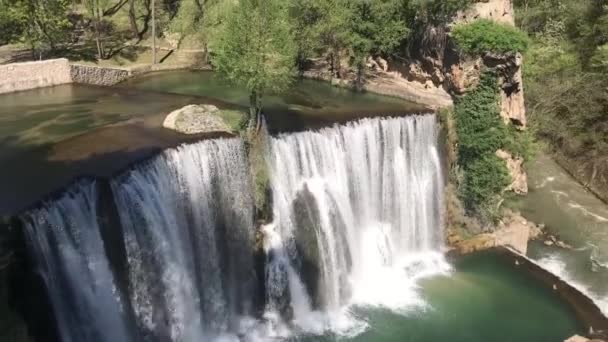 Kota Jajce Bersejarah Bosnia Dan Herzegovina Terkenal Akan Air Terjun — Stok Video