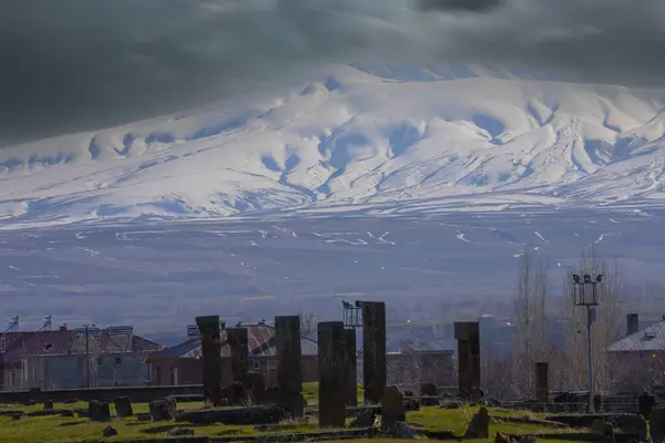 Türkiye 'nin Ahlat kentindeki Selcuk Türklerinin 12. yüzyıldan kalma tarihi mezarlığında antik mezar taşları