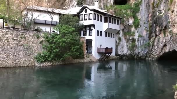 Rio Buna Aldeia Blagaj Perto Mostar Bósnia Herzegovina — Vídeo de Stock
