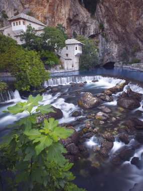 Beautiful village Blagaj and waterfall on Buna spring and waterfall in Bosnia and Herzegovina