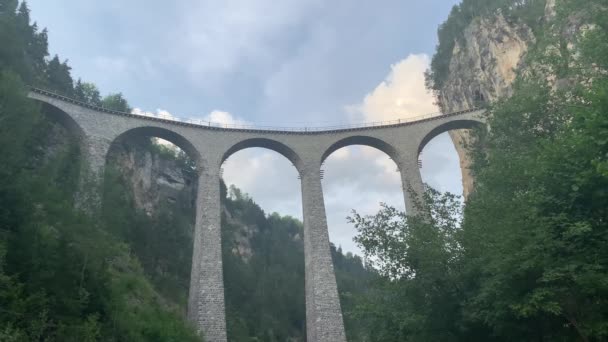 Sviçre Deki Viyadük Alp Trenler Güzel Doğaya Sahip Ülkeler Arasındadır — Stok video