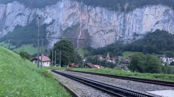 Svájcban Viaduktok Alpok Vonatok Legszebb Természetű Országok Közé Tartoznak — Stock videók