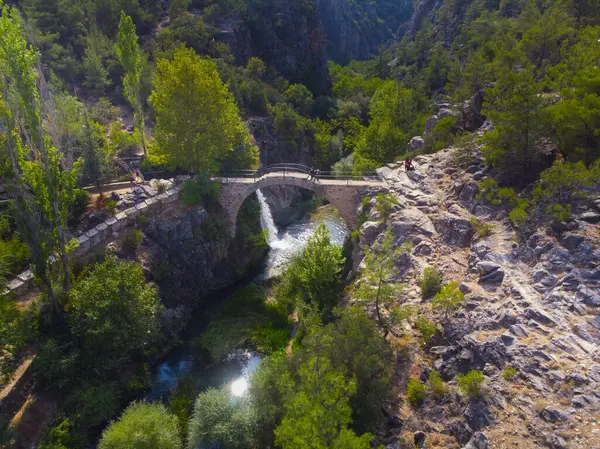 Turkey's waterfalls and rivers. Historic stone bridge and waterfall. Clandras bridge and Clandras waterfall. Usak , Turkey