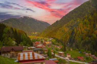 Ayder Plateau in Camlihemsin, Rize. Famous touristic a place. Ayder Plateau in the Black Sea and Turkey. clipart