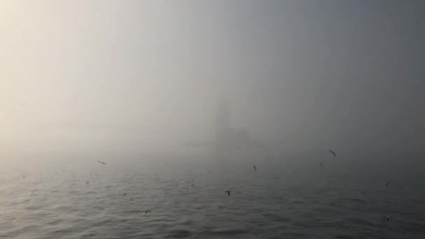 Девичья Башня Туманный День — стоковое видео