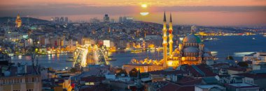 Galata Kulesi, Galata Köprüsü, Yeni Cami ve İstanbul 'un en güzel manzarası olan Boğaz Köprüsü