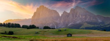 Alpe di Siusi - Seiser Sadm ve Sassolungo - Langkofel Dağı
