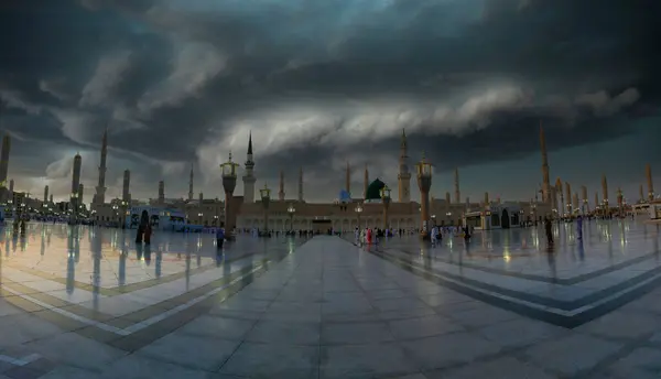 Meczet Proroka Masjid Nabawi Drugim Mekce Najświętszym Miejscu Muzułmanów Zgodnie — Zdjęcie stockowe