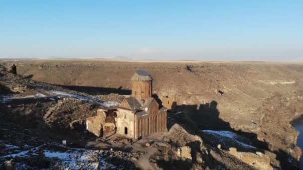 Ані Руїни Місце Зруйнованого Незаселеного Середньовічного Вірменського Міста Розташованого Провінції — стокове відео