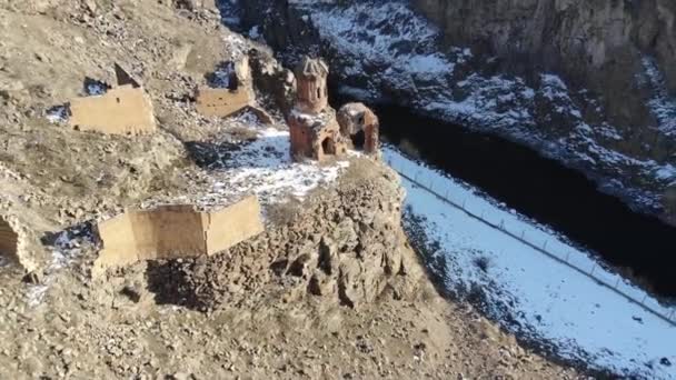 Ani Ruiny Miejsce Zrujnowanego Niezamieszkałego Średniowiecznego Ormiańskiego Miasta Położonego Tureckiej — Wideo stockowe