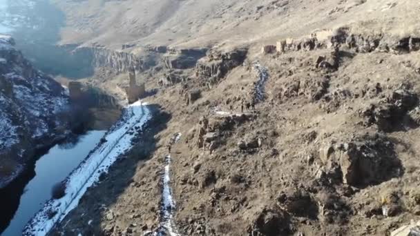 Ruinas Ani Sitio Una Ciudad Armenia Medieval Arruinada Deshabitada Ubicada — Vídeos de Stock