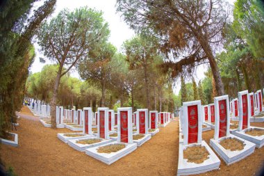 Canakkale Martyrs' Memorial military cemetery is a war monument commemorating approximately Turkish soldiers who participated in the Battle of Gallipoli. clipart
