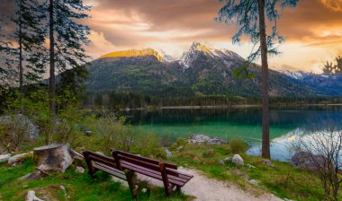 Beautiful autumn scene of Hintersee lake. Colorful morning view of Bavarian Alps on the Austrian border, Germany, Europe. Beauty of nature concept background. clipart
