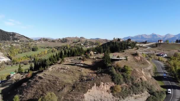 Die Schönsten Ansichten Von Savsat Wurden Mit Einer Drohne Aufgenommen — Stockvideo