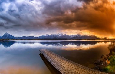 Hopfen am See, Hopfensee, Allgaeu Alps, Bavyera, Almanya