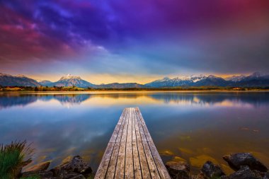 Hopfen am See, Hopfensee, Allgaeu Alps, Bavyera, Almanya
