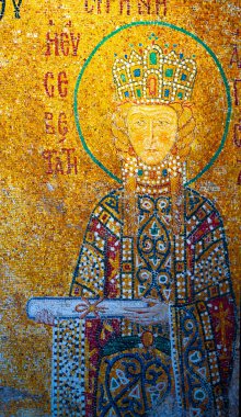 Antik Ayasofya Bazilikası 'nın içi. İstanbul 'un başlıca camii Aya Sofia, yaklaşık 500 yıl boyunca pek çok diğer Osmanlı camisine örnek oldu.