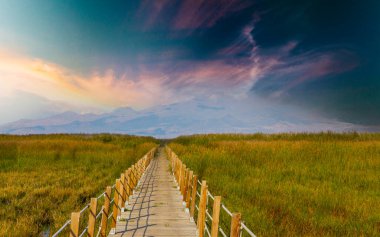 güzel manzara ve sultanmarshes (kuş cenneti) yanındaki erciyes Dağı, kayseri