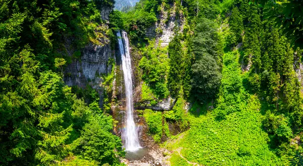 stock image Maral Waterfall. The waterfall on the Maral Stream falls from a height of 63 m. Borcka district, Artvin, Turkey
