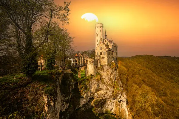 Romantico Castello Del Liechtenstein Schwarzwald Germania Fotografia Stock