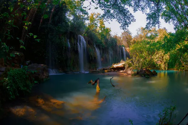 Beautiful Waterfalls Emerald Water Deep Green Forest Kursunlu Natural Park Fotos De Bancos De Imagens