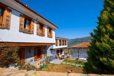 Sirince Mahallesi 'nde bir sürü turist var. İzmir, Türkiye 