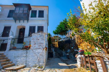 Sirince Mahallesi 'nde bir sürü turist var. İzmir, Türkiye 