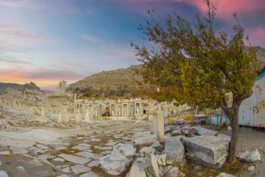 Sagalassos Ancient City. View of the surviving ruins of the Roman building in the ancient city of Sagalassos in Turkey's Burdur province. clipart