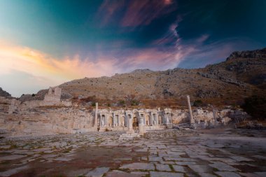 Sagalassos Ancient City. View of the surviving ruins of the Roman building in the ancient city of Sagalassos in Turkey's Burdur province. clipart