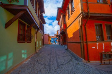 Eskisehir 'deki eski renkli Odunpazari evleri.