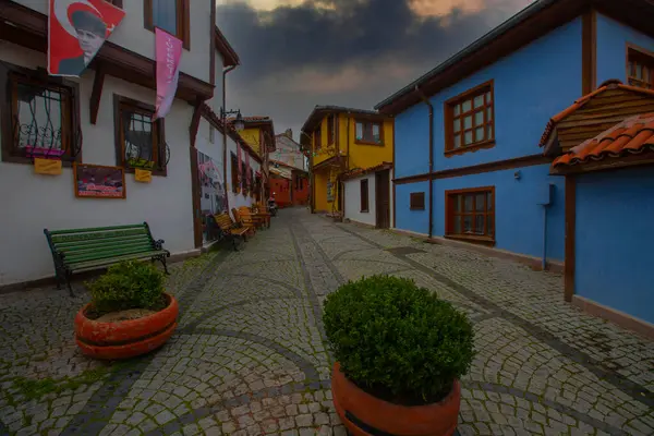 stock image Old colorful Odunpazari houses in Eskisehir.