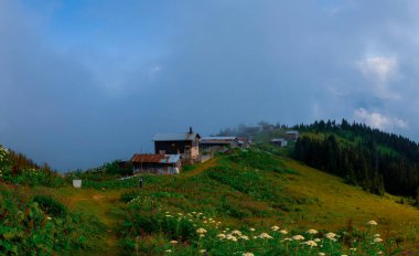 Kackar Dağları ile POKUT Plateau panoramik görüntüsü. Bu plato, Rize 'nin Camlihemsin ilçesinde yer almaktadır. Kackar Dağları bölgesi.