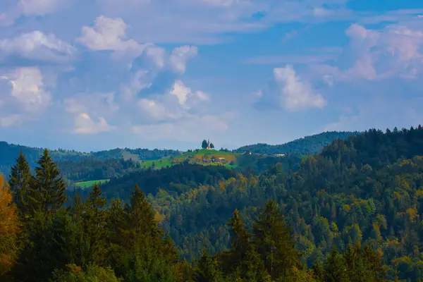 stock image  Landscape with the church of Sveti Tomaz