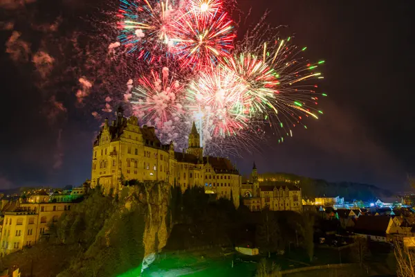 stock image Germany- Baden-Wurttemberg- Sigmaringen- View of Sigmaringen Castle at dusk