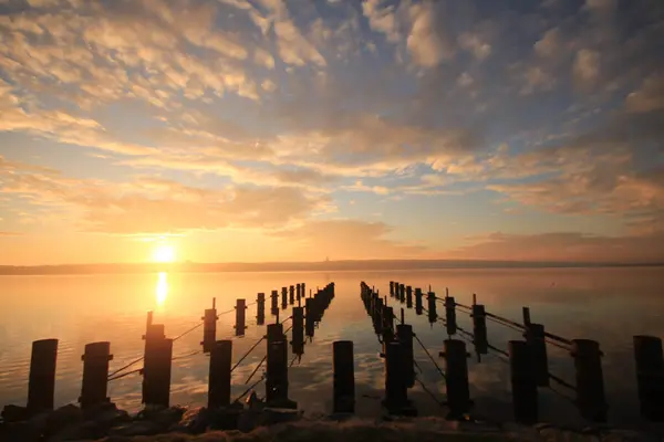 stock image Sunset at Kucukcekmece Lake, Istanbul