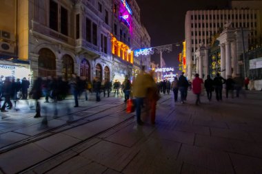 İstanbul 'da Tünel' i Taksim Meydanı 'na bağlayan 50' li yıllara dayanan tarihi tramvay hattı T2 'nin görüntüsü