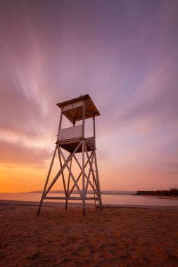 Lifeguard towers taken on different beaches. clipart